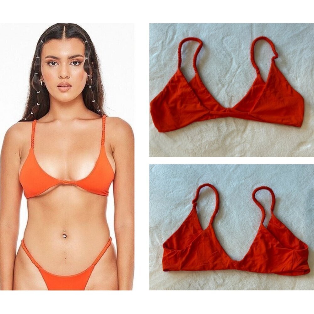 New! Indah Flame Orange Plunge Triangle Bikini Top 31058